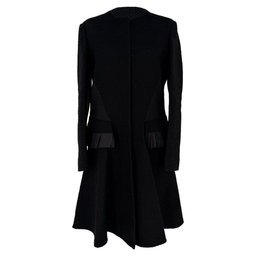Etro Tweed Flared Coat in Black Wool